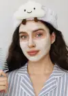 Beyaz Renk Bulut Figürlü Peluş Saç Bandı