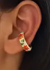 Beyaz Renk Çiçek Figürlü Ear Cuff (Tek)