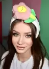 Beyaz Renk Çiçek Figürlü Peluş Saç Bandı