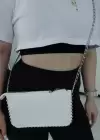 Beyaz Renk Deri Kadın Çanta