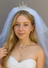 Beyaz Renk Duvak Detaylı Bride To Be Tacı