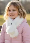 Beyaz Renk Göz Detaylı Peluş Çocuk Atkı