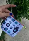 Beyaz Renk Göz Figürlü Cüzdan/ Anahtarlık