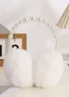 Beyaz Renk İnci Detaylı Peluş Kulaklık