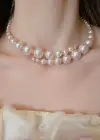 Beyaz Renk İncili Choker Kolye