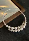 Beyaz Renk İncili Choker Kolye