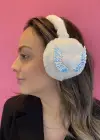 Beyaz Renk Kalp Detaylı Peluş Kulaklık