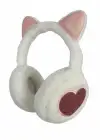 Beyaz Renk Kalp Figürlü Kulaklı Çocuk Peluş Kulaklık