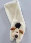 Beyaz Renk Köpek Figürlü Çocuk Peluş Atkı