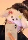Beyaz Renk Köpek Figürlü Peluş Uyku Bandı