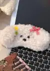 Beyaz Renk Köpek Figürlü Peluş Uyku Bandı
