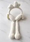 Beyaz Renk Kurdele Figürlü Kulakları Oynayan Peluş Kulaklık
