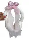 Beyaz Renk Kurdele Figürlü Peluş Kulaklık