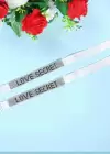Beyaz Renk Love Secret Yazılı Taş Detaylı Sütyen Askısı