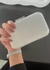 Beyaz Renk Simli Abiye Portföy Çanta