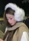 Beyaz Renk Simli Peluş Kulaklık