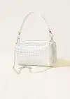 Beyaz Renk Taşlı El Ve Omuz Çantası