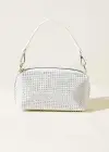 Beyaz Renk Taşlı El Ve Omuz Çantası
