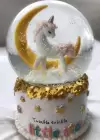 Beyaz Renk Unicorn Figürlü Müzikli Ve Işıklı Kar Küresi