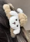 Beyaz Ve Kahverengi Renk Köpek Figürlü Peluş Mandal Toka