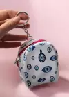 Beyaz Ve Mavi Renk Nazar Boncuğu Figürlü Anahtarlık Cüzdan