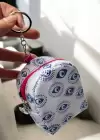 Beyaz Ve Mavi Renk Nazar Boncuğu Figürlü Anahtarlık Cüzdan