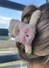 Beyaz Ve Pembe Renk Köpek Figürlü Peluş Mandal Toka