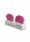 Beyaz Ve Pembe Renk Kulak Detaylı Peluş Saç Bandı