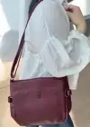 Bordo Renk Deri Kadın Çanta