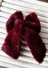 Bordo Renk Kurdele Figürlü Peluş Otomat Toka