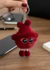 Bordo Renk Peluş Detaylı Anahtarlık