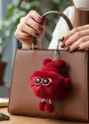 Bordo Renk Peluş Detaylı Anahtarlık