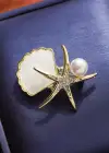 Deniz Yıldızı Figürlü Taşlı Broş