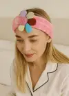 Fuşya Renk Çiçek Figürlü Peluş Saç Bandı