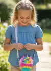 Fuşya Renk Unicorn Figürlü Çocuk Pop-İt Çanta