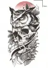 Geçici Baykuş Figürlü Dövme Tattoo