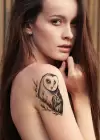 Geçici Baykuş ve Çiçek Dövme Tattoo