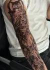 Geçici Baykuş Ve Kuru Kafa Figürlü Dövme Tattoo