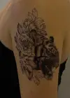 Geçici Çiçek Ve Aslan Figürlü Dövme Tattoo