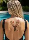 Geçici Geyik ve Çiçek Dövme Tattoo
