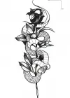 Geçici Gül Ve Yılan Figürlü Mini Dövme Tattoo