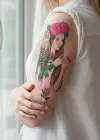 Geçici Kadın, Gül ve Baykuş Dövme Tattoo