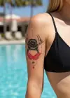 Geçici Kadın ve Kelebek Modelli Dövme Tattoo