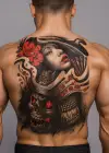 Geçici Kadın ve Kurukafa Modelli Sırt Dövme Tattoo