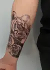 Geçici Kaplan Ve Çiçek Figürlü Dövme Tattoo