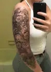 Geçici Kaplan ve Çiçek Kol Dövme Tattoo