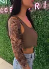 Geçici Kaplan ve Çiçek Kol Dövme Tattoo