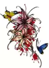 Geçici Kelebek Ve Çiçek Figürlü Dövme Tattoo