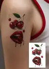 Geçici Kiraz Ve Dudak Figürlü Mini Dövme Tattoo