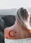 Geçici Kırmızı Türk Bayrağı - Ayyıldız Dövme Tattoo